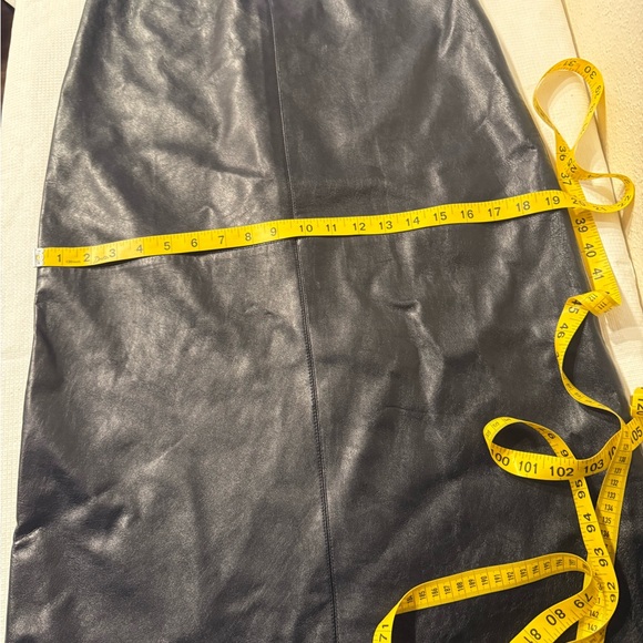 Ellen Tracy Black A-Line Maxi Skirt Cocktail 100% Leather - Picture 11 of 13
